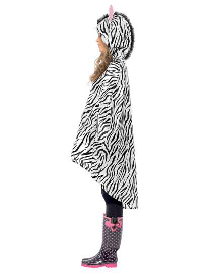 Vue de profil du poncho zèbre pour adulte