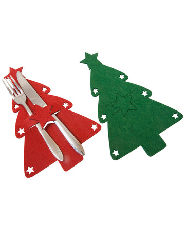 4 plstěné držáky na stromeček na příbory 26 cm vánoční dekorace