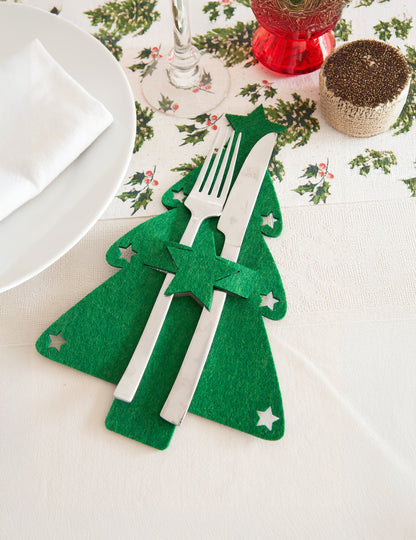 4 plstěné držáky na stromeček na příbory 26 cm vánoční dekorace