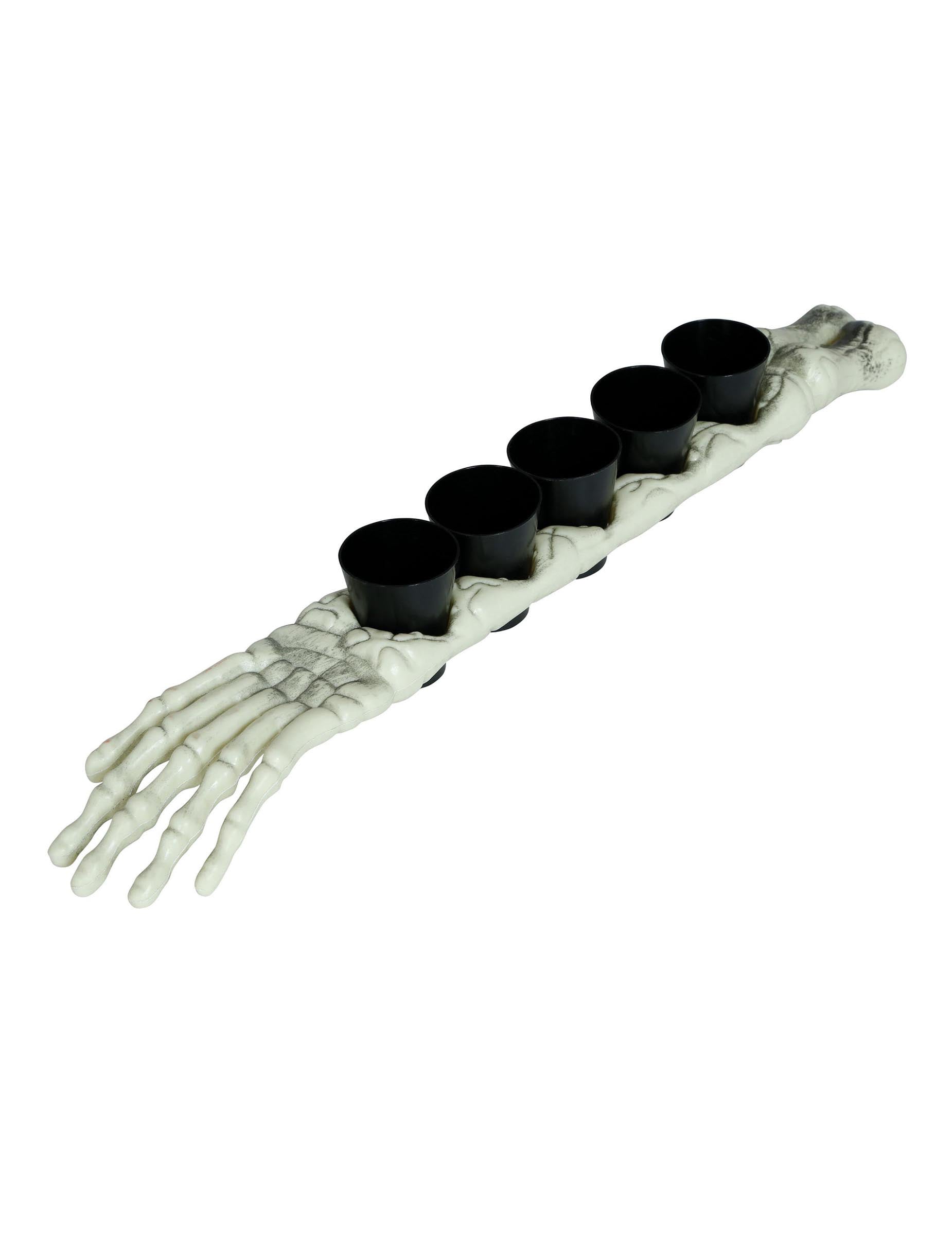 Porte shooters squelette pour adulte blanc avec 5 gobelets noirs