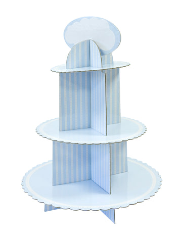 Bílý a modrý kartonový košíček s rozměry 30 x 42 cm pro miminko