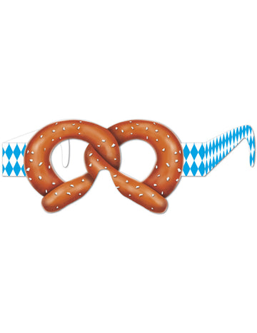 Lunettes humoristiques Bretzel pour adulte marron et bleu à carreaux