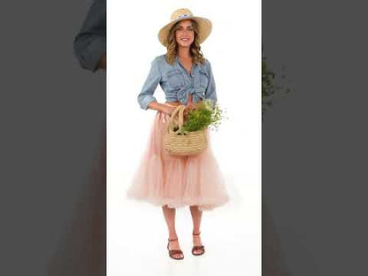 Tylová spodnička růžovo-béžová 65 cm