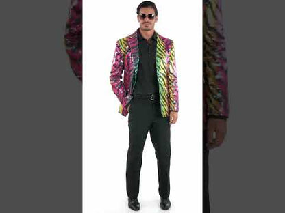 Dospělé sako s duhovým tygrem a flitry