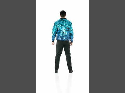 Dospělácká modrá flitrovaná bunda s vlnami