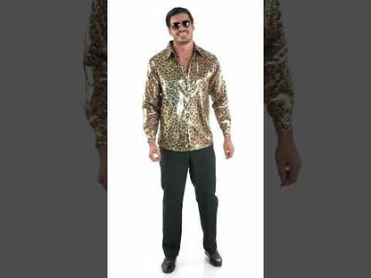 Pánská flitrovaná košile s leopardím vzorem