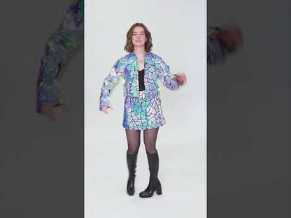 Luxusní holografický fazetovaný kostým pro ženy