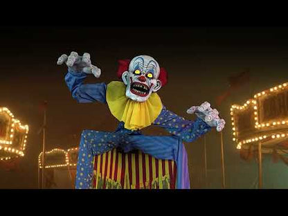 Décoration animée entrée de clown avec mouvements sons et effets lumineux 290 cm