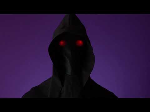 Masque intégral à capuche visage invisible et yeux lumineux rouge adulte