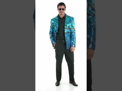 Dospělé modré vlnité flitrované sako