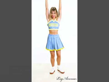Déguisement luxe pompom girl bleu ciel femme