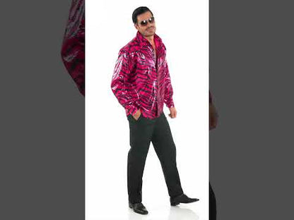 Pánské růžové tričko s flitry a tygřím vzorem