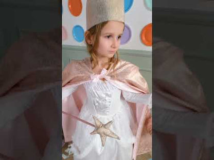 Dětská sada růžovo-zlatého princeznovského pláště a doplňků