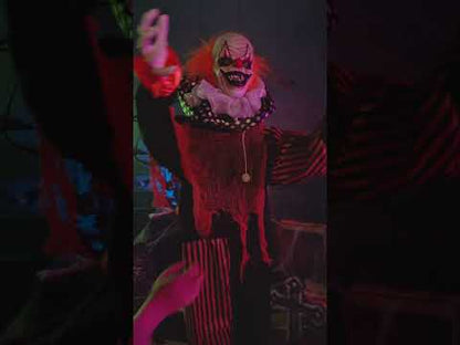 Animovaný zlý klaun na stojanu - 166 cm