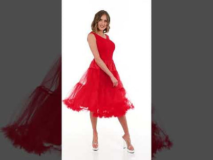 Červená tylová spodnička 65 cm