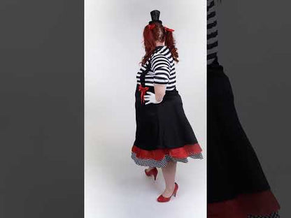 Déguisement mime robe noir et rouge grande taille femme