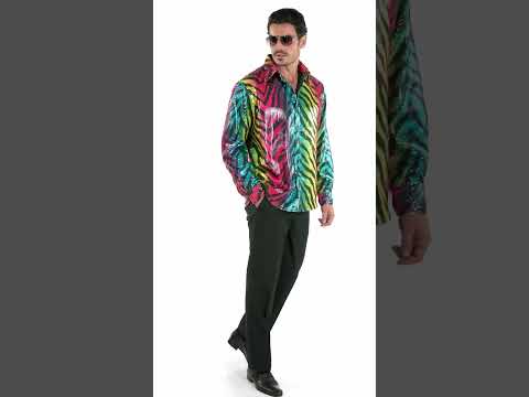Chemise à sequins tigrée arc en ciel homme