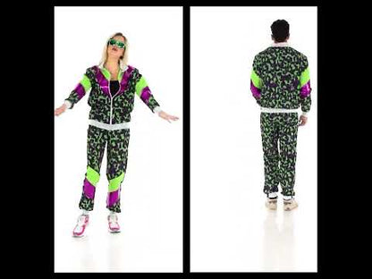 Teplákový kostým pro dospělé s neonovým leopardím potiskem