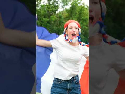 Modrá, bílá, červená zapletená paruka