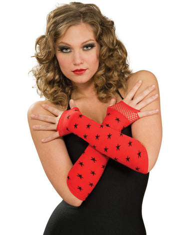 Punkové ochranné rukávy Hvězdy Gotické černo-červené 