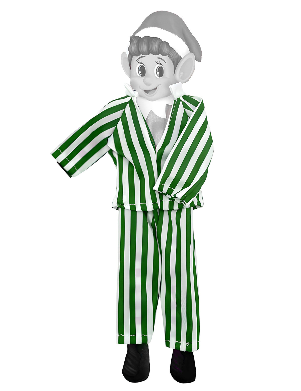 Pyjama lutin farceur pour poupée vert à rayures blanches