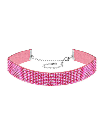 Růžový choker se štrasem pro dospělé