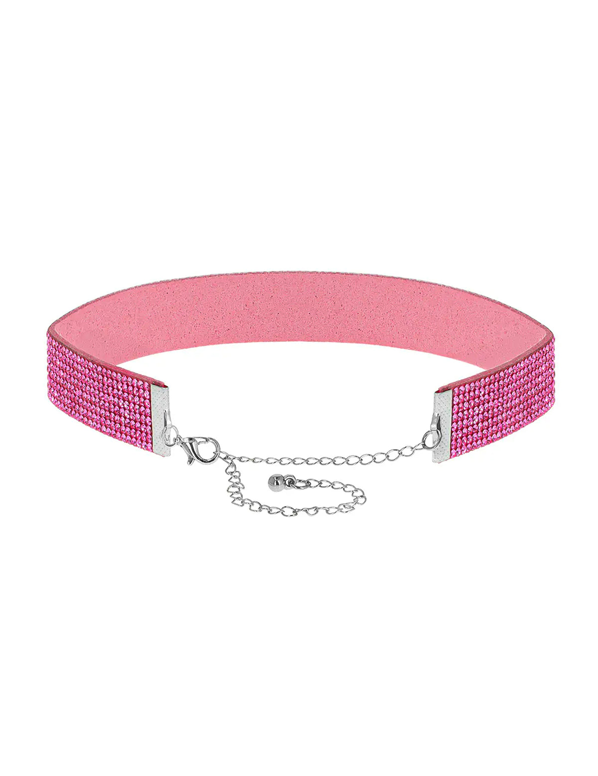 Růžový choker se štrasem pro dospělé