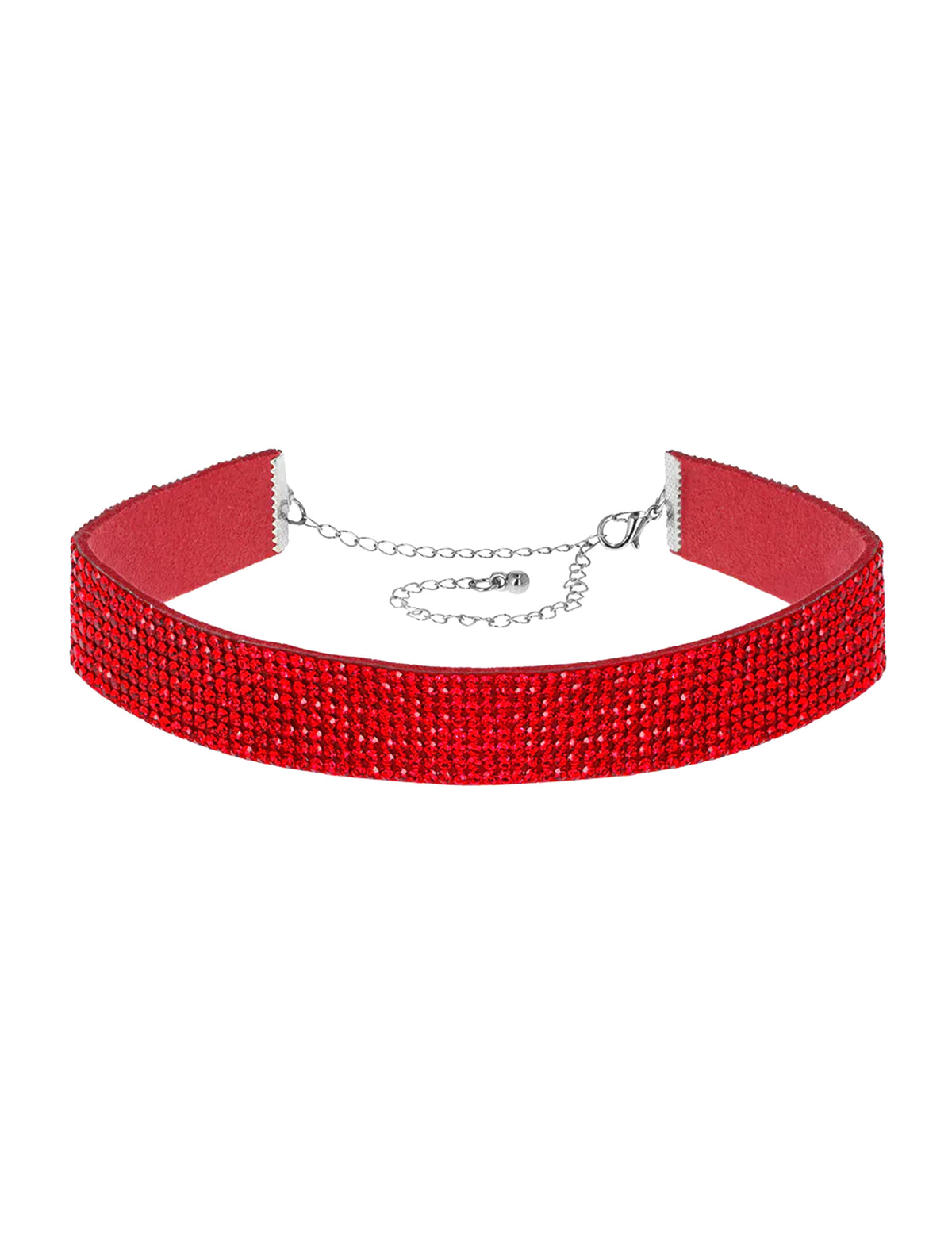 Červený choker s kamínky pro dospělé