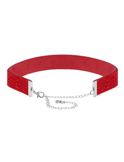 Červený choker s kamínky pro dospělé