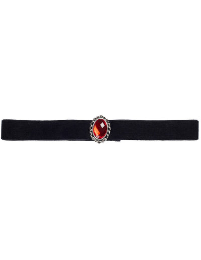 Ras de cou Halloween pour adulte noir avec diamant rouge