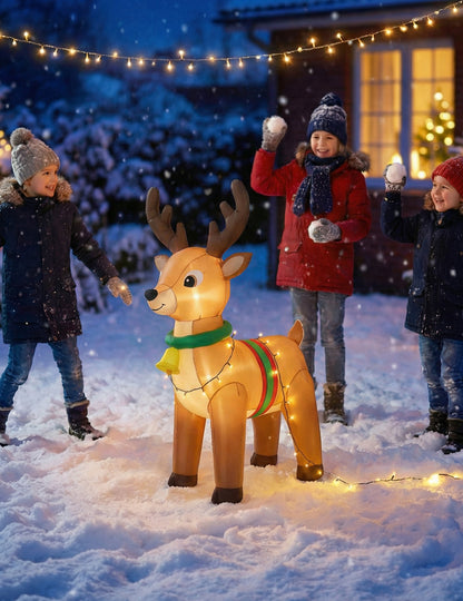 Nafukovací a svítící sob Santa Clause 120 cm 