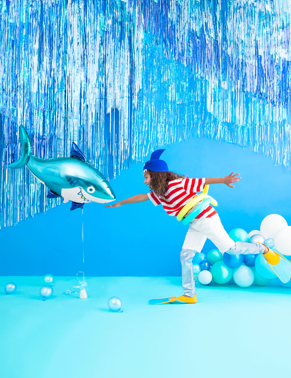 Ambiance de fête sous-marine du rideau de fils métallisé pour fête bleu nuit