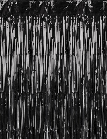 Černá třpytivá záclona 244 x 91 cm