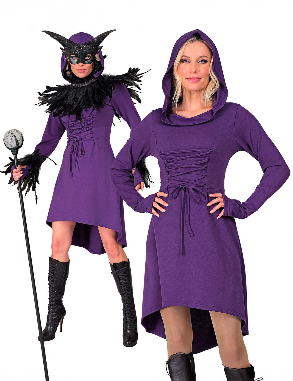 Deux vues de face de la robe gothique médiévale pour femme
