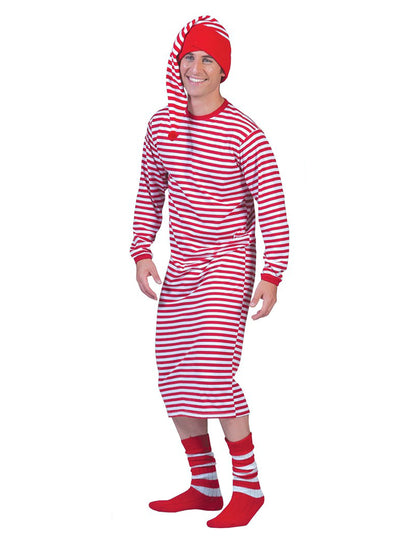 Ringelkleid für Damen Ringelshirt für Karneval rot-weiss