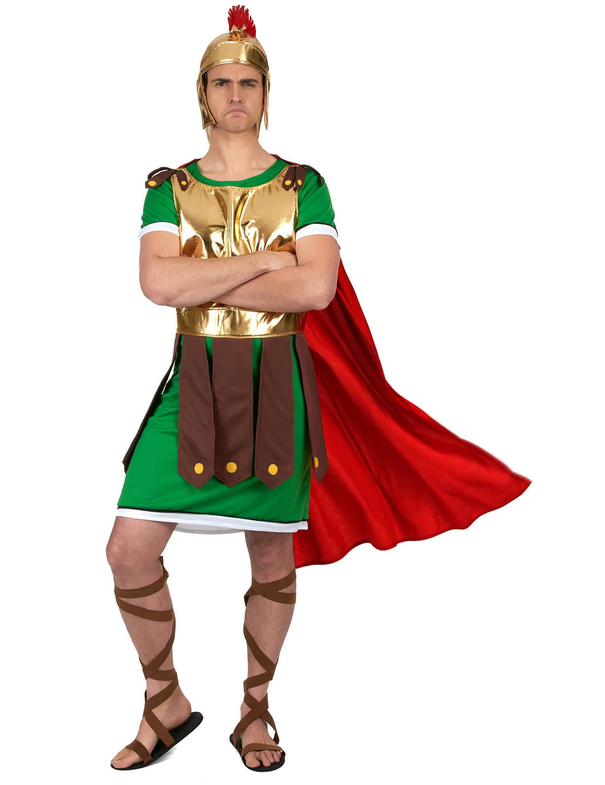 Kostým římského centuriona pro muž zelená a zlatá s červená pláštěm