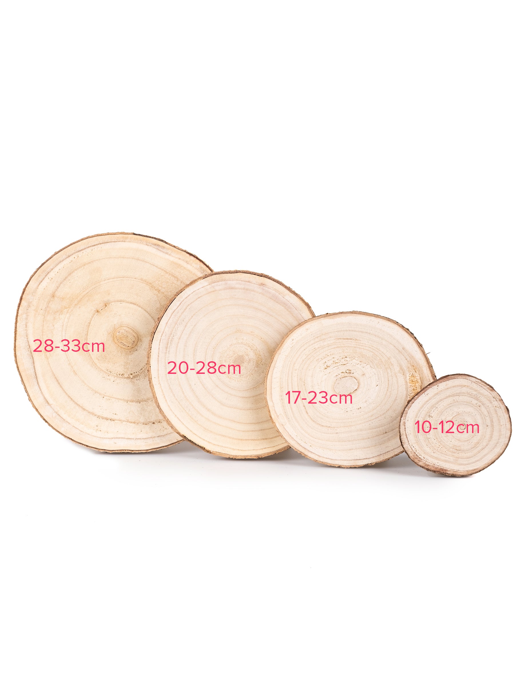 Comparaison des différents diamètres du rondin de bois naturel en platane