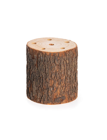 Dřevěný držák na polena na sušené květiny 10 x 10 cm se 6 otvory