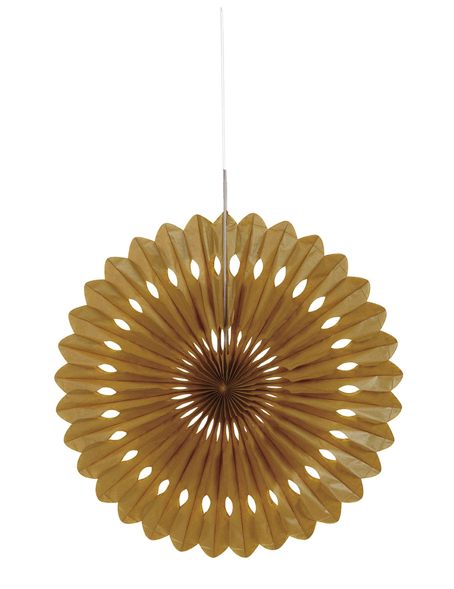 Zlatá papírová rozeta 40 cm, dekorativní závěsný vějíř 