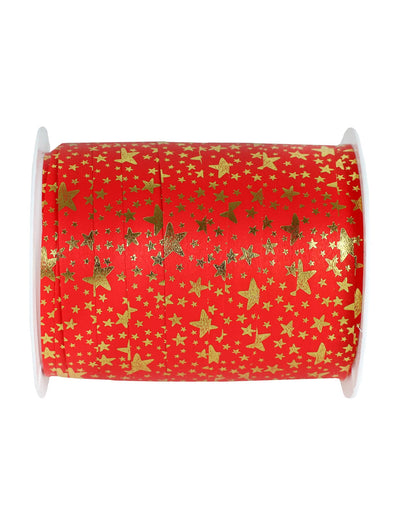 Červená stuha s hvězdami 1 cm x 25 m