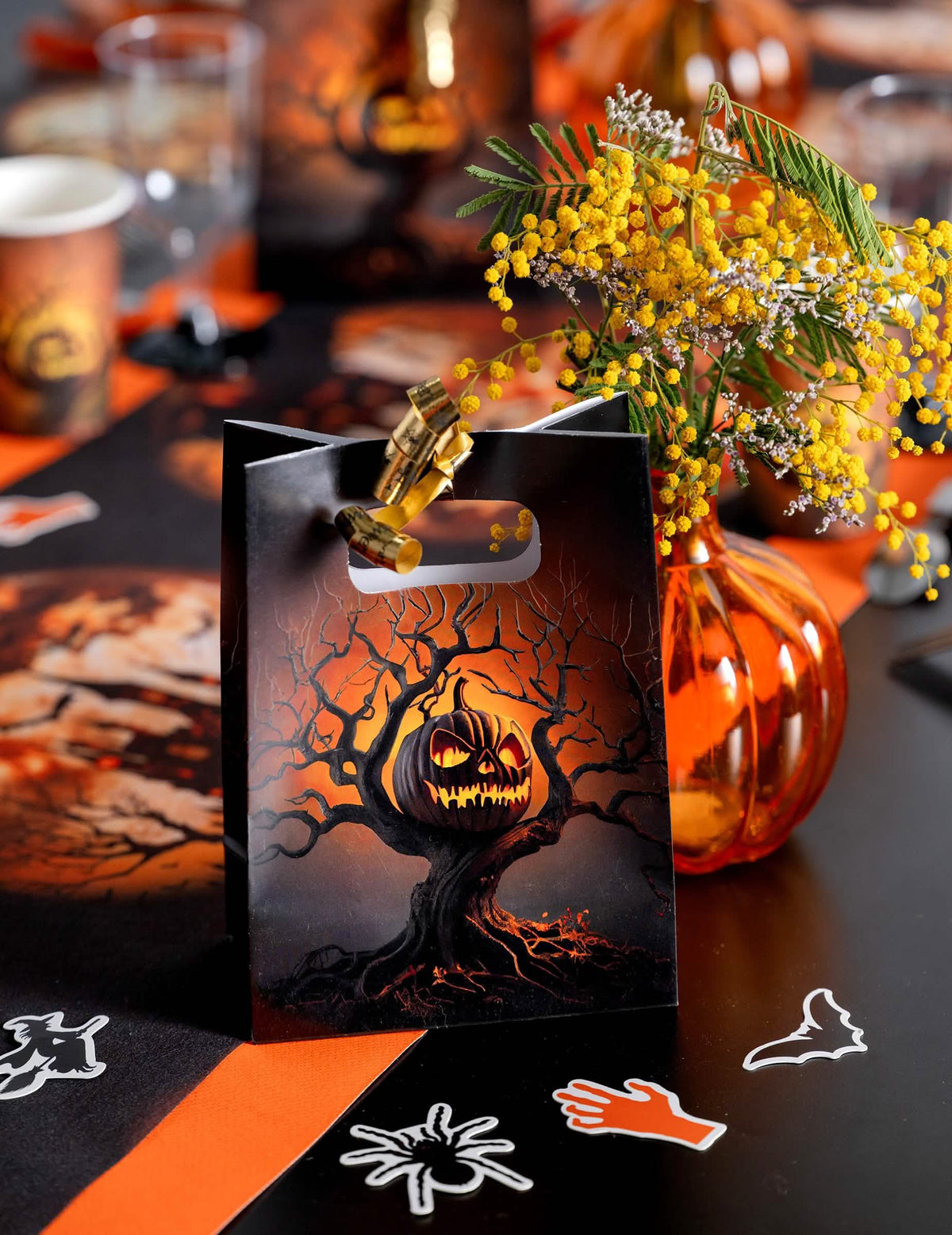 Halloweenská stuha zlatá 10 mm x 25 m