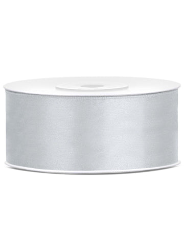 Stříbrná saténová stuha 2,5 cm x 25 m
