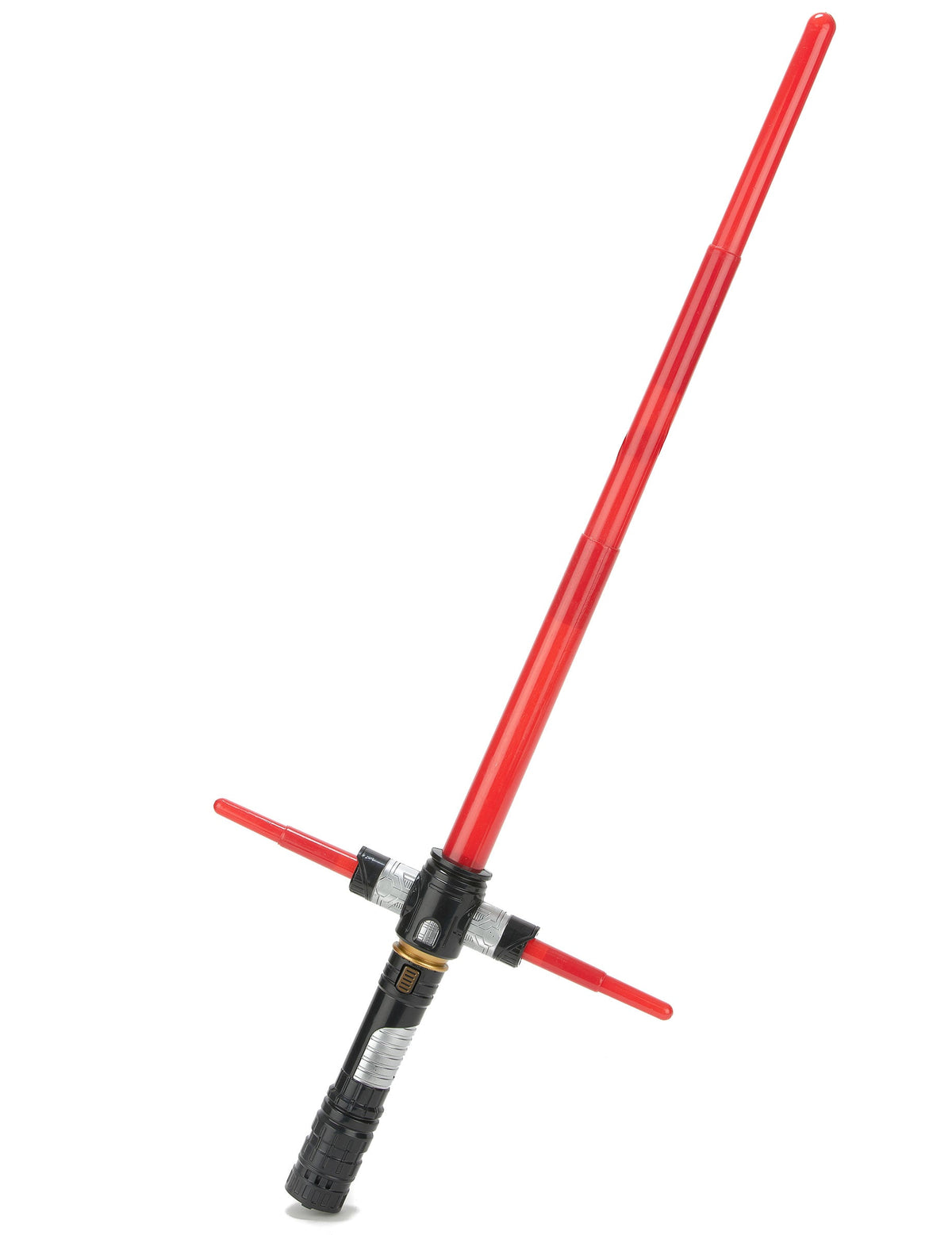 Sabre lumineux et sonore pour enfant rouge en plastique avec garde en croix
