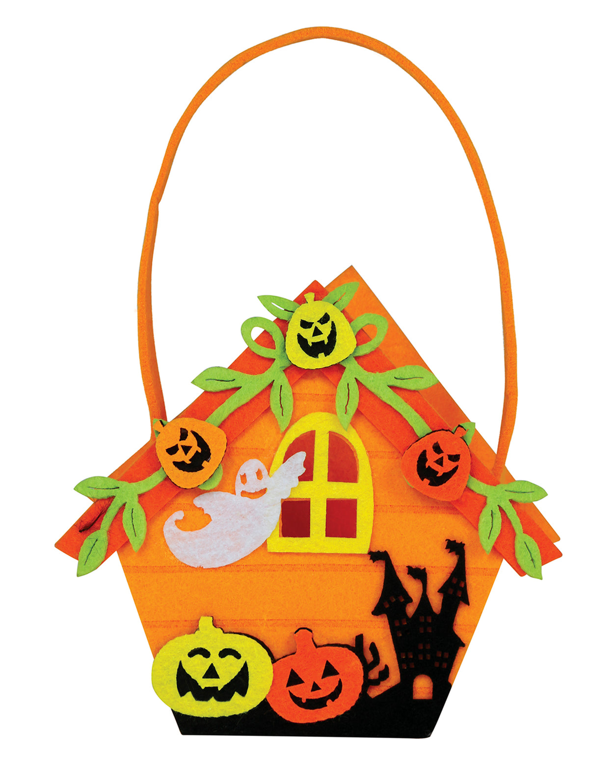 Vue de face du sac à bonbons maison d'Halloween