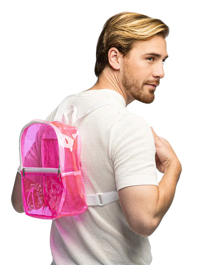 Sac à dos transparent pour adulte rose fluo