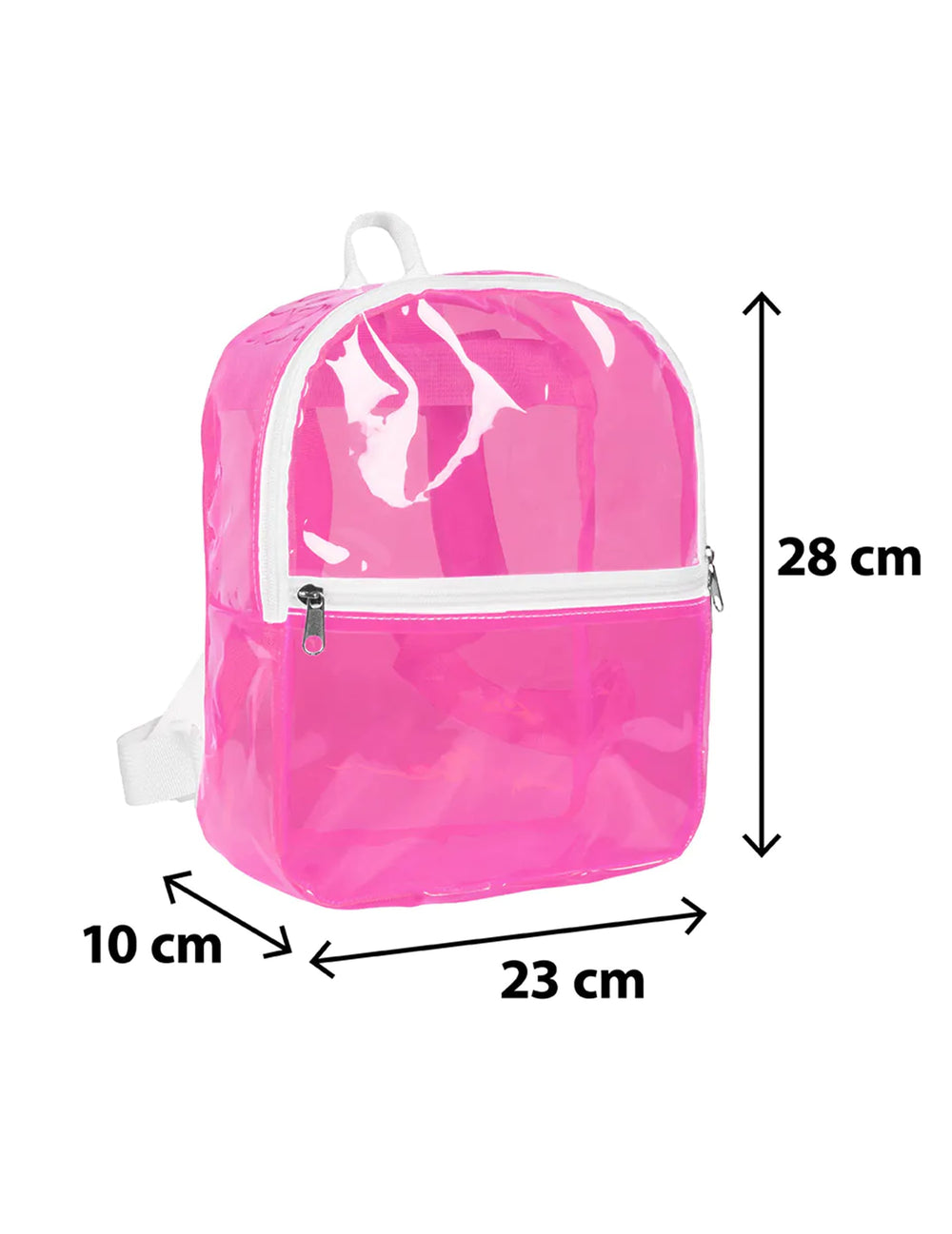 Dimensions du sac à dos transparent pour adulte rose fluo