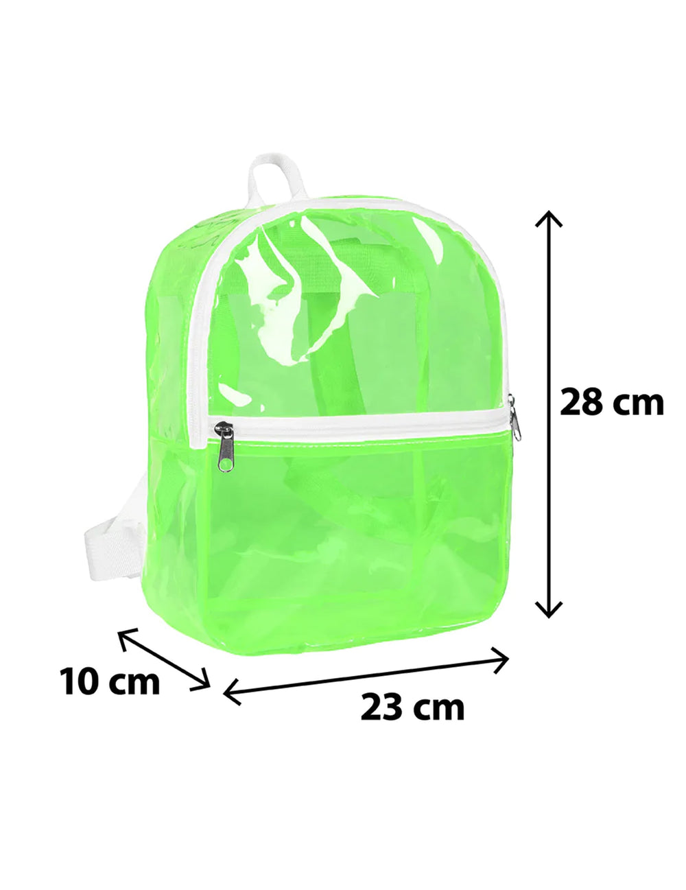 Dimensions du sac à dos transparent vert fluo