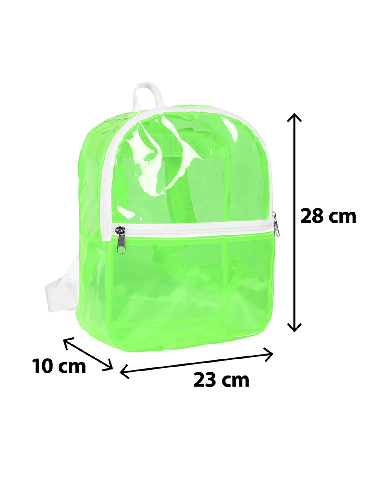 Dimensions du sac à dos transparent vert fluo