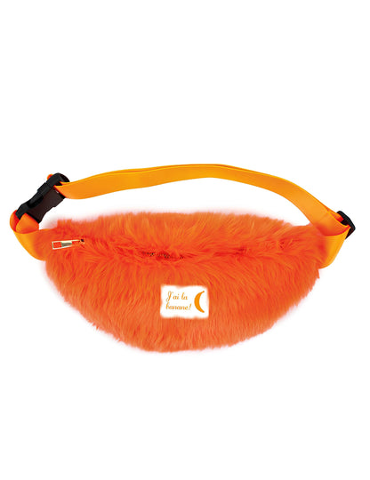 Sac banane à poils pour adulte orange avec inscription J'ai la banane