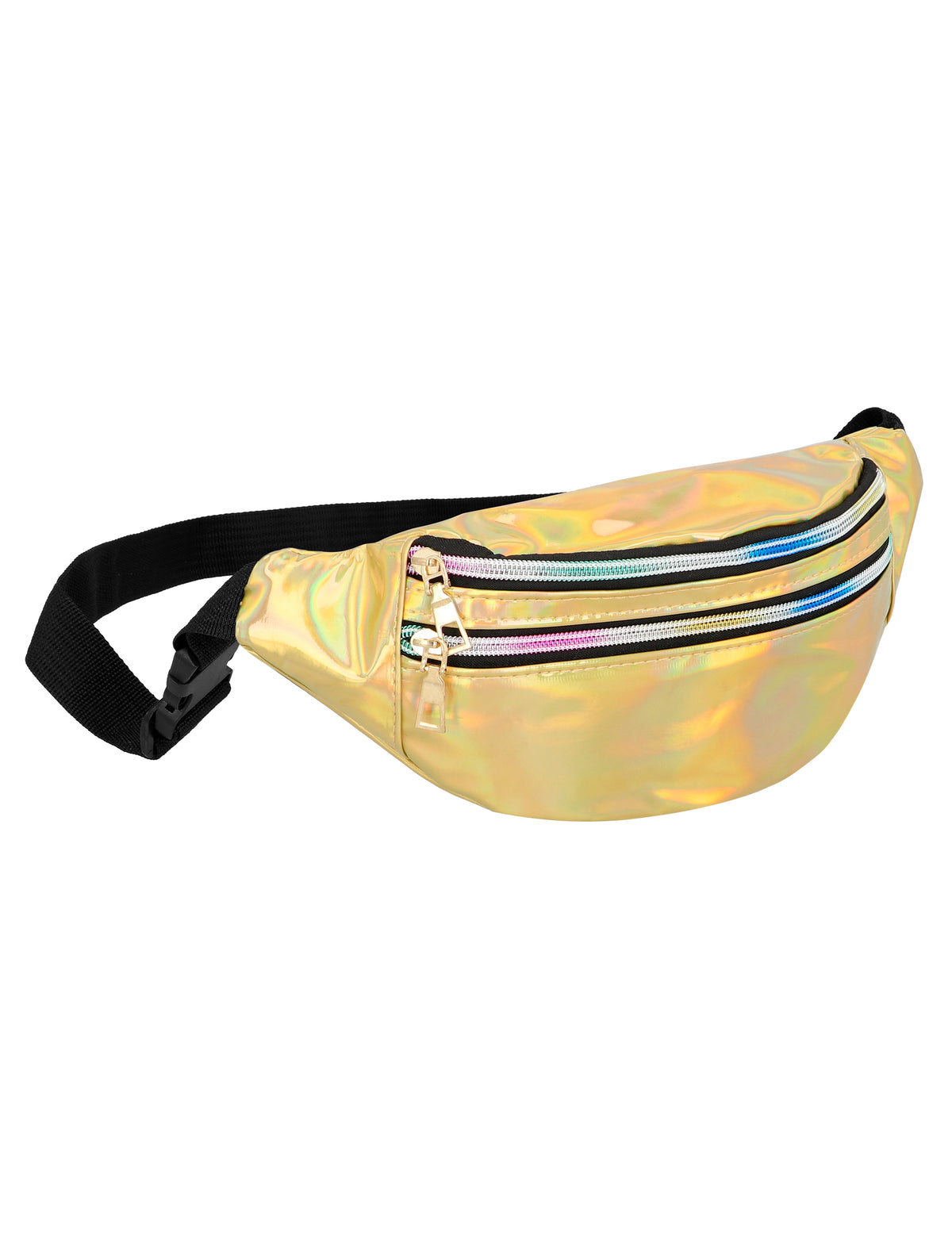 Sac banane doré pour adulte holographique à fermetures multicolores